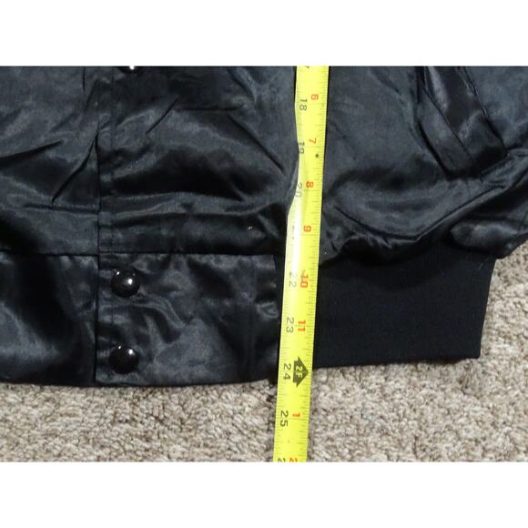 Vtg Westark Black Satin Chevrolet "Heartbeat of America" Bomber Jacket, Size M - Picture 8 of 10